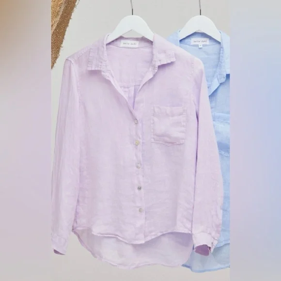NEW Bella Dahl Linen Pocket Button Down, Lavender, Size M - Picture 2 of 8